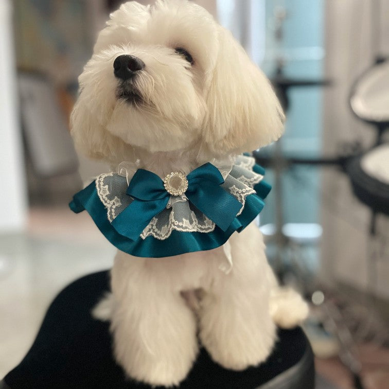 Handcrafted Personalized Ribbon Cat Bib Collar Necklace-1