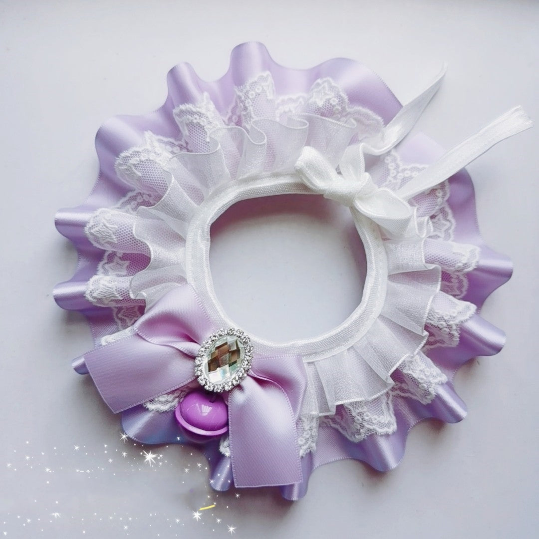 Handcrafted Personalized Ribbon Cat Bib Collar Necklace-2