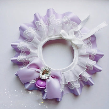 Handcrafted Personalized Ribbon Cat Bib Collar Necklace-2