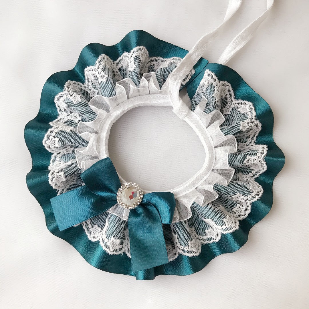 Handcrafted Personalized Ribbon Cat Bib Collar Necklace-3