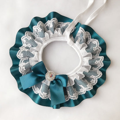 Handcrafted Personalized Ribbon Cat Bib Collar Necklace-3