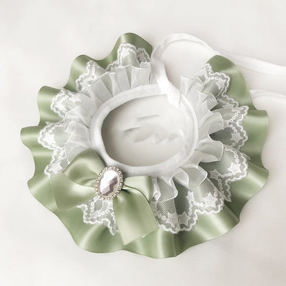 Handcrafted Personalized Ribbon Cat Bib Collar Necklace-4