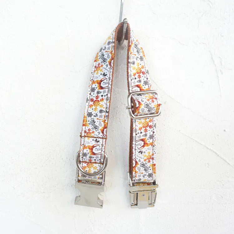 Handmade Golden Christmas Dog Collar by MUTTCO