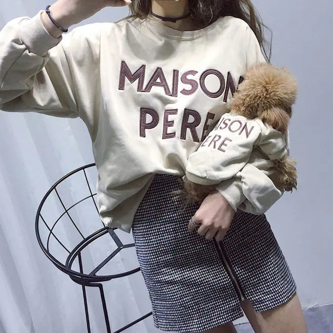 Embroidered Terry Cotton Sweater for Dog Owners